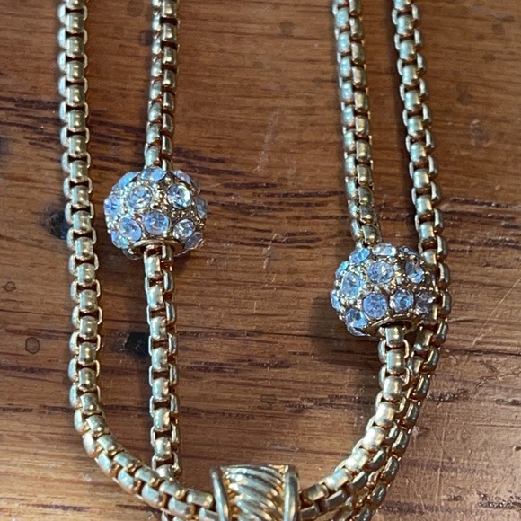 Vintage DBL Strand Necklace Crystal HEART pendant - Picture 12 of 13